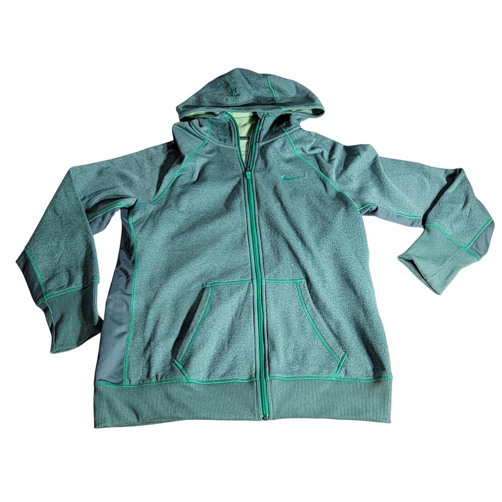 Nike Therma-FIT Full Zip Hoodie Womens XL Teal Green Heathered Fleece Jacket
